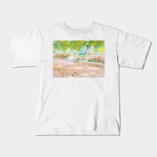 Terrace, Prospect Park (1887) By William Merritt Chase Kids T-Shirt